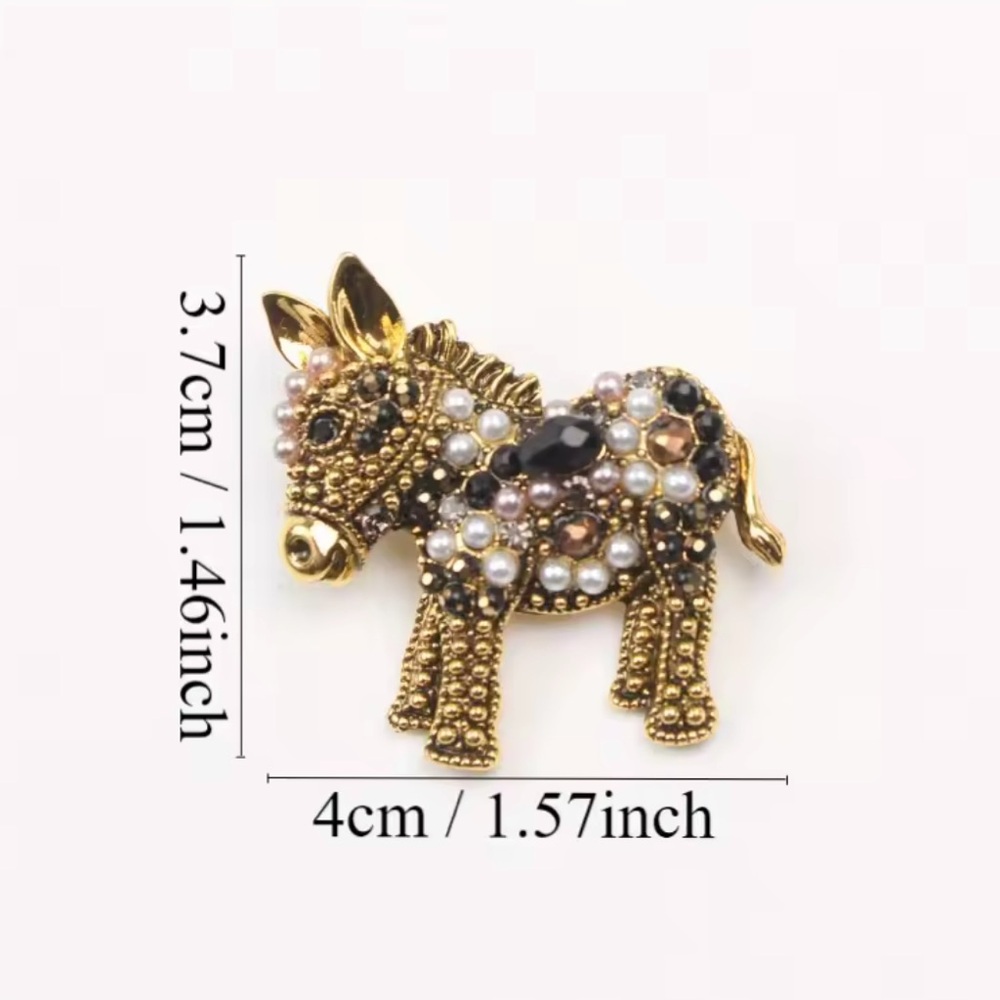 Bejeweled Donkey Brooch with Gold Accents accessory - Picture 4 of 5